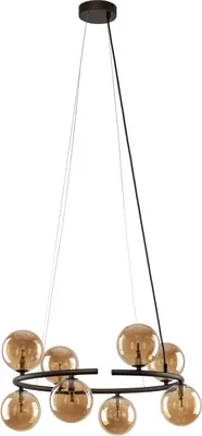 Produktbild von Hängeleuchte Metall Rauchglas H: max. 140 cm Braun Bernstein G9 Kugelschirm Modern