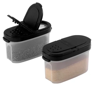 Produktbild von Gewürzgläser mit Deckel, nachfüllbar, leer, luftdicht, 2-in-1 Ausgießer, transparenter Kunststoff, Gewürz-Organizer, 2 Stück