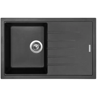Zdjęcie produktu dla Zlewozmywaki Best 780 Czarny - Zlewozmywak granitowy Metalblack z ociekaczem + syfon
