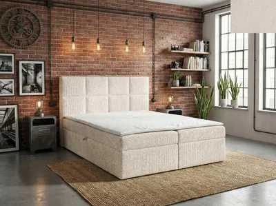 Obrázek produktu pro Boxspringová postel TIVOLI Nordelo Flow 03 béžová – 200 x 200 – moderní, s matrací a úložným prostorem