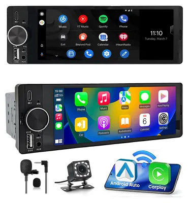Immagine prodotto di Radio universale Android 1Din Carplay Autoradio Bluetooth Microfono incorporato RDS Type-C AUX RDS con telecamera posteriore