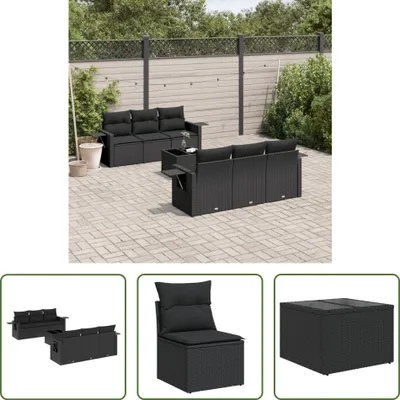 Produktbild von The Living Store 7-tlg. Garten-Sofagarnitur mit Kissen Schwarz Poly Rattan