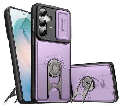 Obrázek produktu pro Pouzdro pro Samsung Galaxy A35 / A55, Posuvným krytem fotoaparátu a kroužkovým stojánkem, nárazuvzdorné ochranné pouzdro Fialová