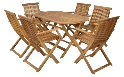 Produktbild von Gartenmöbelset aus Akazienholz – 6-teilig, klappbar, wetterfest