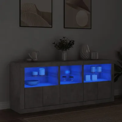 Produktbild von vidaXL Sideboard mit LED-Leuchten Betongrau 162x37x67 cm