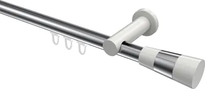 Produktbild von Interdeco Innenlaufstange / Gardinenstange mit Innenlauf Chrom / Weiß, Typ Platon Tanara (Konus Bicolor), 20 mm Ø 1-läufig, 100 cm