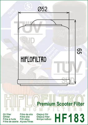Produktbild von HIFLO Filter Ölfilter HF183, BEN/GIL u.a. * Scarabeo 300 VR Beverly 250 M28 Dragster 250 Nexus 300
