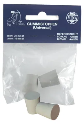 Produktbild von Gummistopfen, lebensmittelecht, grau, mit 21 mm Ober- und 16 mm Unterdurchmesser