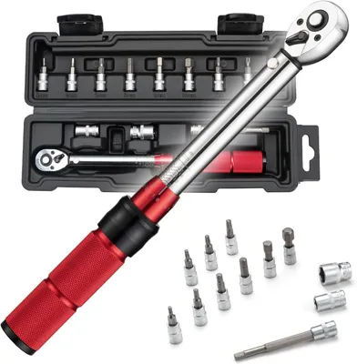 Immagine prodotto di Set di chiavi dinamometriche ROCKBROS 2-24 Nm con cricchetto a 72 denti, 12 inserti e prolunga H5 da 1/4 di pollice per biciclette, e-bike e gravel