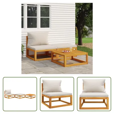 Produktbild von The Living Store 3-tlg. Garten-Lounge-Set mit Kissen Massivholz Akazie