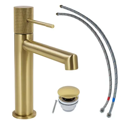 Produktbild von SCHÖNER WOHNEN-Kollektion Waschtischarmatur KADIA M, Mattgold, Wasserhahn geeignet für wandhängende Waschbecken in Ihrem Bad