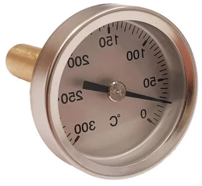 Productafbeelding van Oventhermometer Houtkachel - Temperatuurmeter Oven - Oven Temperatuur Meten - Roestvrij Messing - 50 mm Schede - Zilver