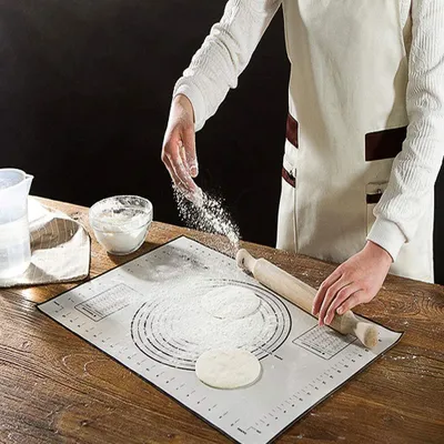 Produktbild von Backunterlage Silikon Backmatte Groß 70x50 CM, Rutschfest BPA Frei Antihaft Pastry Baking Mat Teig Ausrollmatte Dauerbackmatte Teigmatte Teigunterlage, Wiederverwendbar Dauer Silikonmatte (Schwarz)