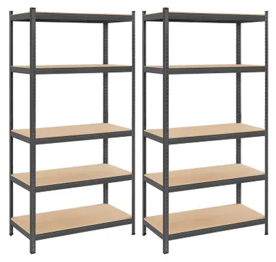 Productafbeelding van Lagerrekken, set van 2 - 5 planken - Staal - Grijs - 50 x 100 x 200 cm