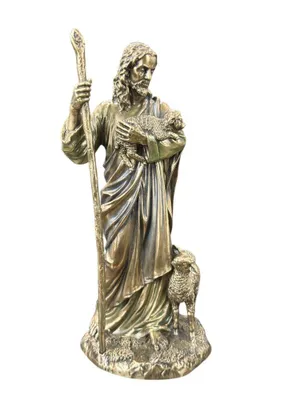 Productafbeelding van Jezus met lam figuur, Veronese, "De Goede Herder", bronskleurige sculptuur, christelijke decoratie, cadeau. Artikelnummer: WU78276A4