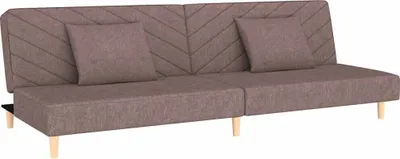 Produktbild von vidaXL Schlafsofa 2-Sitzer mit 2 Kissen Taupe Stoff