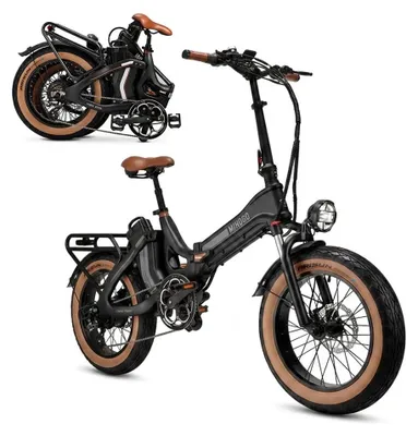 Image de Vélo électrique - Vélo électrique pliable - Batterie au lithium 48 V - Moteur sans balais 250 W - Pneus larges de 50 cm - Freins à disque hydrauliques - Deux places - Autonomie de 60 km - Noir