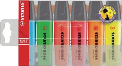 Zdjęcie produktu dla STABILO BOSS ORIGINAL, 6 szt., Wielo, Końcówka ścięta, Wielobarwny, Prostokąt, 2 mm