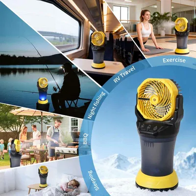Produktbild von ZELURXX Tragbarer Sprühventilator 15000mAh Akku 4 Geschwindigkeiten 2000ml Wassertank 90° Oszillation Camping Ventilator Orange