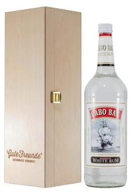 Produktbild von Cabo Bay White Rum mit Geschenk-Holzkiste