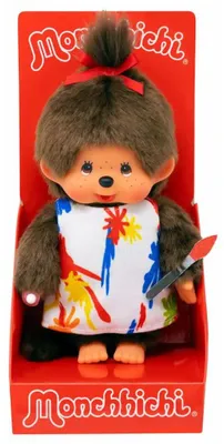 Immagine prodotto di Ragazza in abito da pittore con codino | Bambola Monchhichi 20 cm | Moda
