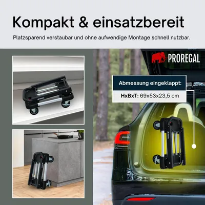 Produktbild von Klappbarer Profi-Transportwagen TAURUS 200 | HxBxT 97x53-76x46cm | Traglast 150kg | Höhenverstellbarer Griff | Transporthilfe Klappwagen