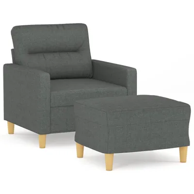 Obrázok produktu pre Kreslo s podnožkou tmavosivé 60 cm látkové