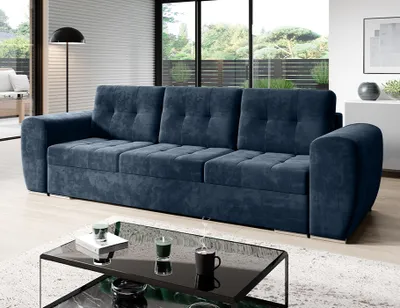Zdjęcie produktu dla MODERNO 3-osobowa sofa z funkcją spania Sofa rozkładana z funkcją spania Bari, granatowy