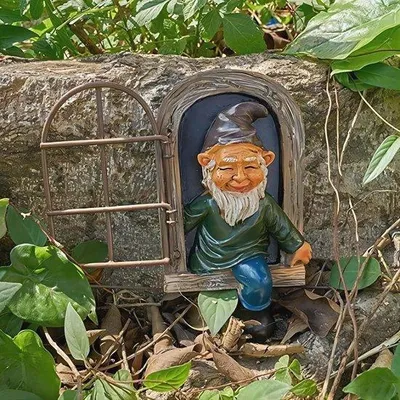 Productafbeelding van Tuinkabouter Hars Standbeeld - Miniatuur Tuindecoratie voor Boomornamenten