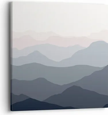 Produktbild von Bild auf Leinwand - Leinwandbild - Einteilig - Berge Grafiken Buntstift - 40x40cm - Wand Bild - Wanddeko - Wandbilder - Leinwanddruck - Bilder - Wanddekoration - Leinwand bilder - AC40x40-4389