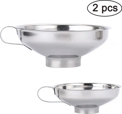 Produktbild von 2 Stück Edelstahl Trichter Einfülltrichter Marmeladentrichter Einmachtrichter Set für die Übertragung von Flüssigkeit Öl Marmelade Pilvern Bohnen