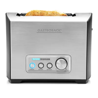 Obrázek produktu pro Gastroback Design Pro 2S, 2 krajíců, Černá, Nerezová ocel, Nerezová ocel, Knoflíky, Otočné, 950 W, 220-240 V