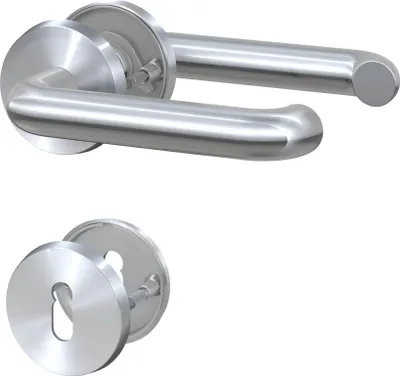 Produktbild von BASI - Rosetten-Drücker-Garnitur - ZB 3100 - Edelstahl - U-Form - Lochung: Buntbart - 7306-2108