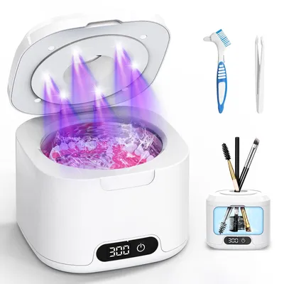 Produktbild von Ultraschallreiniger 50kHz 340ml mit 6x UV-Licht & 4 Modi für Retainer, Aligner, Zahnersatz, Zahnbürstenköpfe & Schmuck