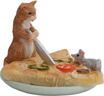 Produktbild von Handbemalte Katzen- und Mausfigur aus Keramik, 6 cm, Deko