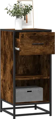 Zdjęcie produktu dla vidaXL Kredens dąb wędzony 35,5x35x76 cm materiał drewnopochodny i metal