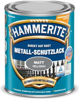 Produktbild von Hammerite Metallschutzlack Matt, 3in1 Rostschutz für Metall, Hellgrau, 750 ml