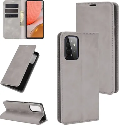 Produktbild von König Design Hülle kompatibel mit Samsung Galaxy A72 5G Kunstleder Handyhülle - Handy Case Grau