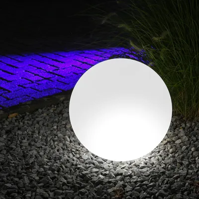Leuchtobjekt outdoor KUGEL 40cm mit E27 Fassung - kaltweißes 1W Leuchtmittel