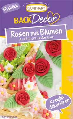 Produktbild von BackDecor 15 Rosen mit Blumen aus Zucker