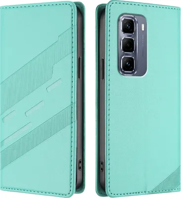 Produktbild von Hülle für Infinix Hot 50 Pro+ 4G, Kunstleder Brieftaschen Handyhülle mit Kartenfach und Standfunktion Türkis