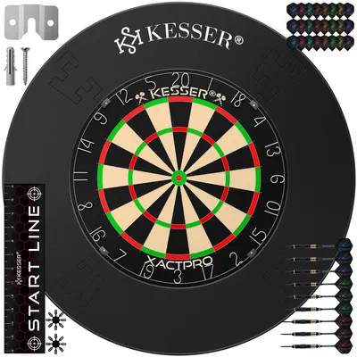 Produktbild von KESSER® Dartscheibe Sisal mit 9 Dartpfeile Professional Dartboard + 21 Pro Flights + Zubehör Steeldart Offizielles Dartscheibe 9 Pfeilen Metallspitze Profi Steeldartscheibe - Dartboard inkl. Montageset