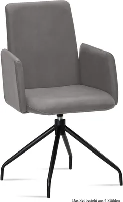Produktbild von Armlehnstuhl drehbar (4er-Set) Djanna 52x92x60 Schwarz/Grau