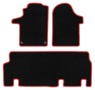 Produktbild von Fußmatten Automatten Velours Schwarz/Rot für Mercedes Vito W447 2014- Set 3-tlg