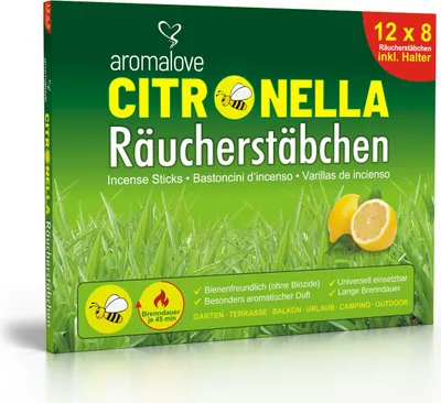 Produktbild von 96x Citronella Räucherstäbchen inkl. Räucherstäbchenhalter