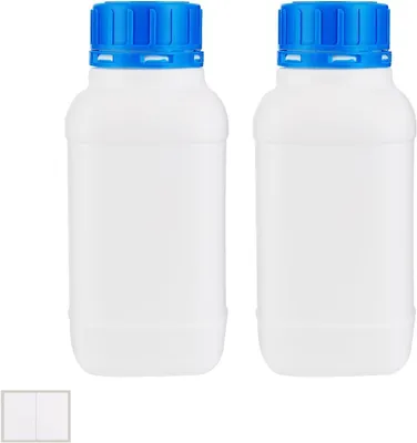 Immagine prodotto di Flaconi in HDPE per uso alimentare, capacità 2 x 1000 ml, apertura larga, con tappo a vite, ideali per la cucina e per hobby