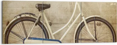 Produktbild von Bild auf Leinwand - Leinwandbild - Fahrrad Mauer Straße - 150x50cm - Wand Bild - Wanddeko - Leinwanddruck - Bilder - Kunstdruck - Wanddekoration - Leinwand bilder - Wandkunst - CA150x50-3764