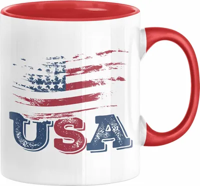 Produktbild von USA Flagge Tasse Geschenk Amerika Geschenkidee Auslandjahr Vereinigte Staaten Von Amerika (Rot)