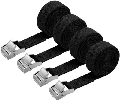 Produktbild von Spanngurt Befestigungsgurt, 8 x 150kg 2 Meters Ratschenspanngurt Breite 20mm Zurrgurt, Verstellbare Befestigungsriemen mit Klemmschloss für Transport, Fracht, Gepäck, Camping (Schwarz)