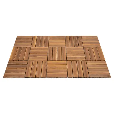 Zdjęcie produktu dla 36 sztuk drewnianych płytek podłogowych, zestaw 30 x 30 cm, łączalne, wodoodporne (3 m²), na balkon, basen, taras, ogród